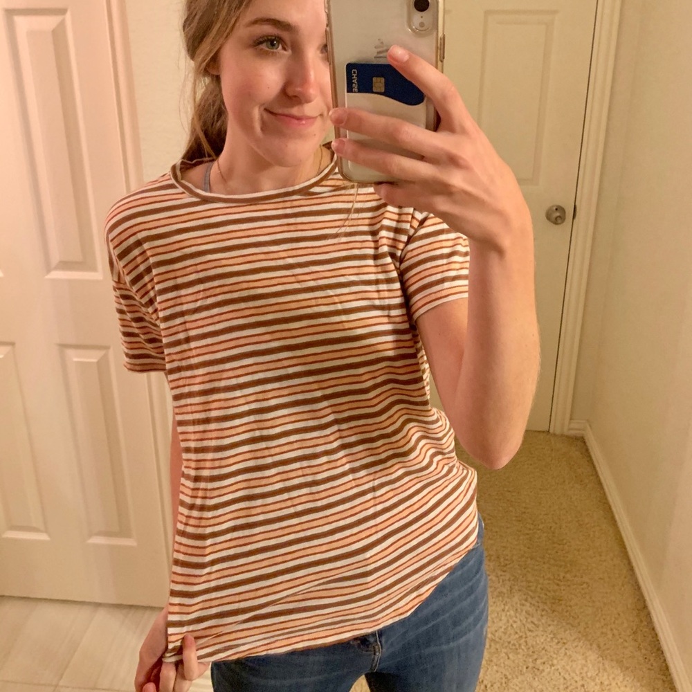 Madewell orange striped tee